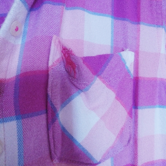 Size 15/16 Girls' Abercrombie Kids Pink Soft Flannel Plaid Button-Up Shi… - Picture 7 of 9